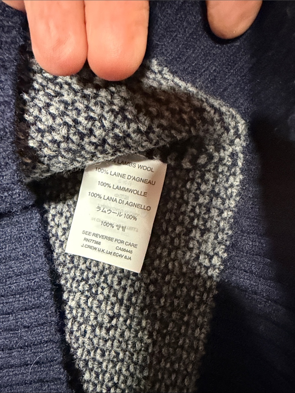 J. Crew Navy and White Textured Half-Zip Sweater. 0174 - Picture 3 of 6